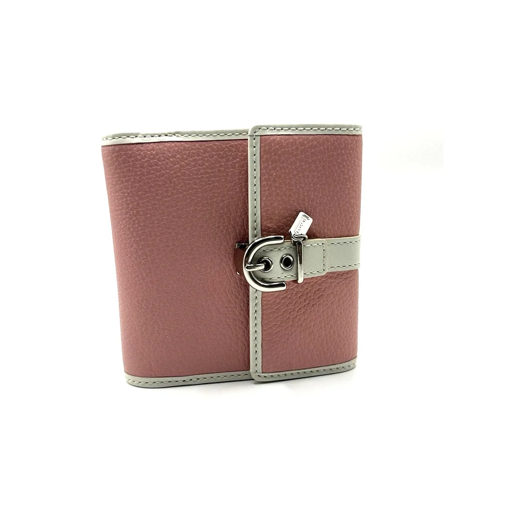 Coach Pink and White leather Buckle Charm Soho mini Bifold Wallet Y2k Deadstock